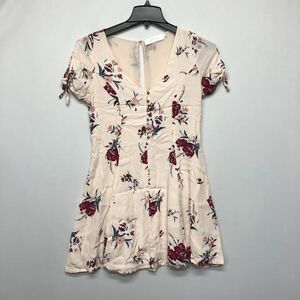 ASTR The Label Women Short Sleeve Floral V-Neck Viscose Dress Size Large M157 -3